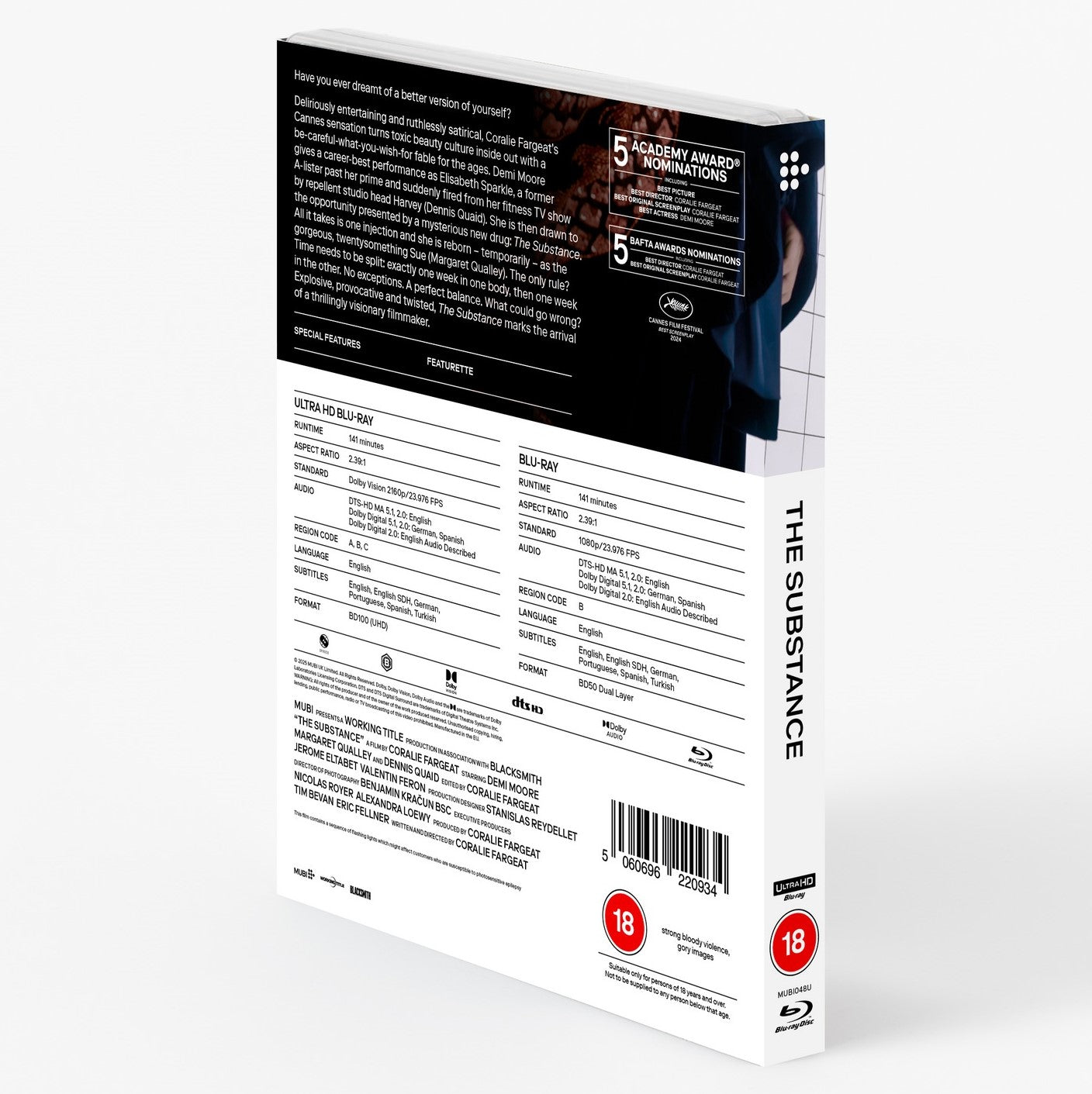 The Substance Mubi Blu-Ray [NEW] [SLIPCOVER]